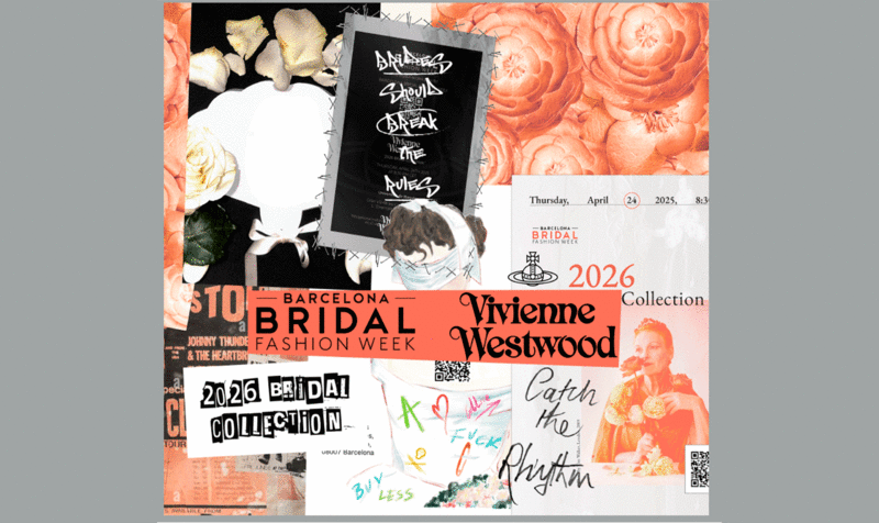 Moodboard as an invitation to a fashion show with images of flowers and handwritten letters in shades of pink, white and black